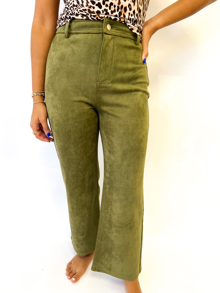 Olive Tuscany Faux Suede Pants