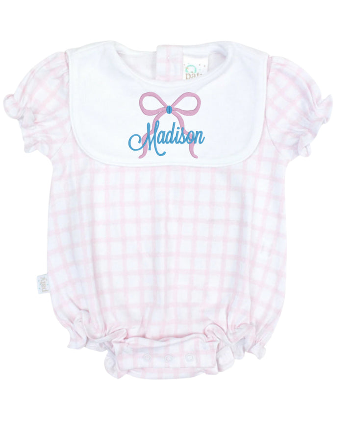 Pink Gingham Pima Bib Bubble