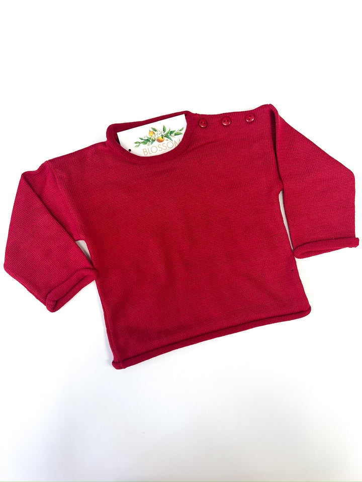 Red Rolled Neck Pullover