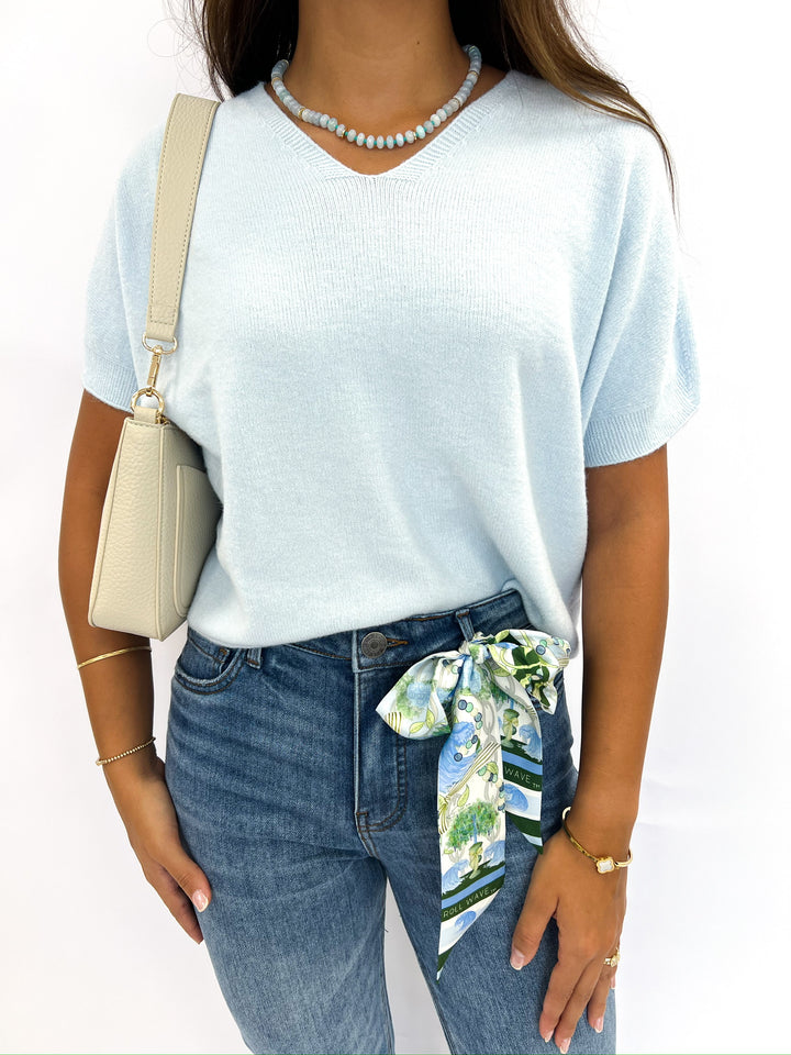 Sky Blue Italian VNeck Sweater