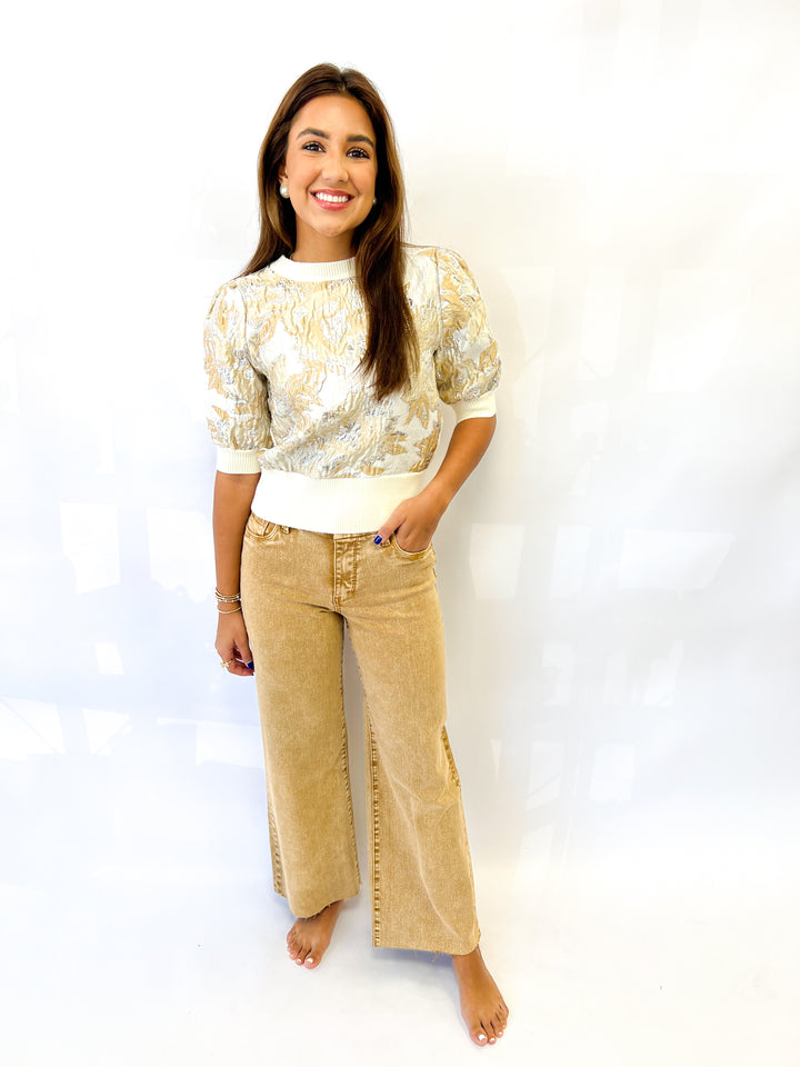 Cream Jacquard Knit Top