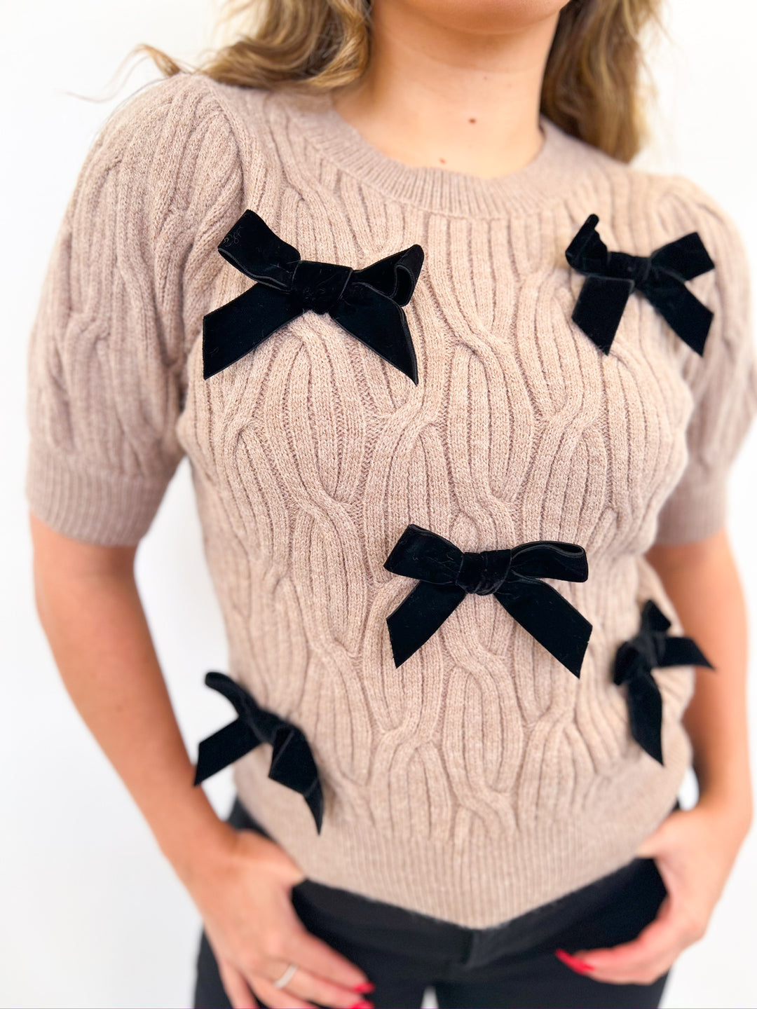 Bowtiful Mocha Sweater Top