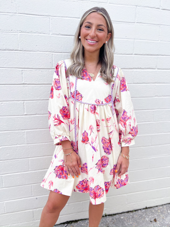 Cream Floral Flow Dress