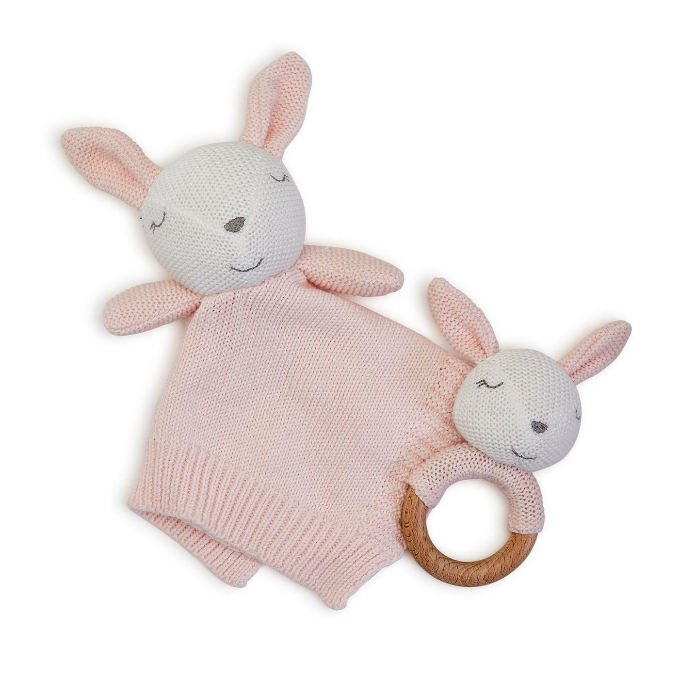 Bunny Knitted Snuggle and Rattle Gift Set