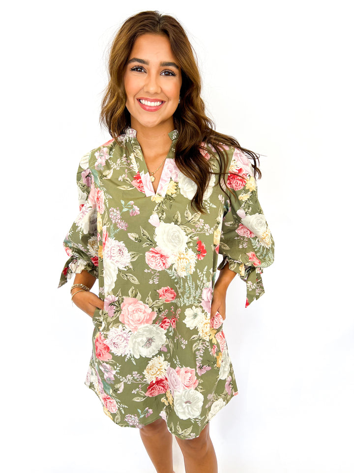 Olive Plentiful Floral Dress
