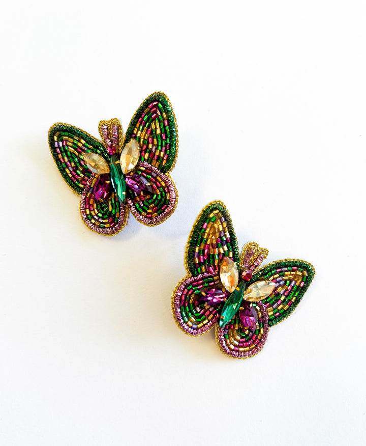 Mardi GrasButterfly Stud Earrings