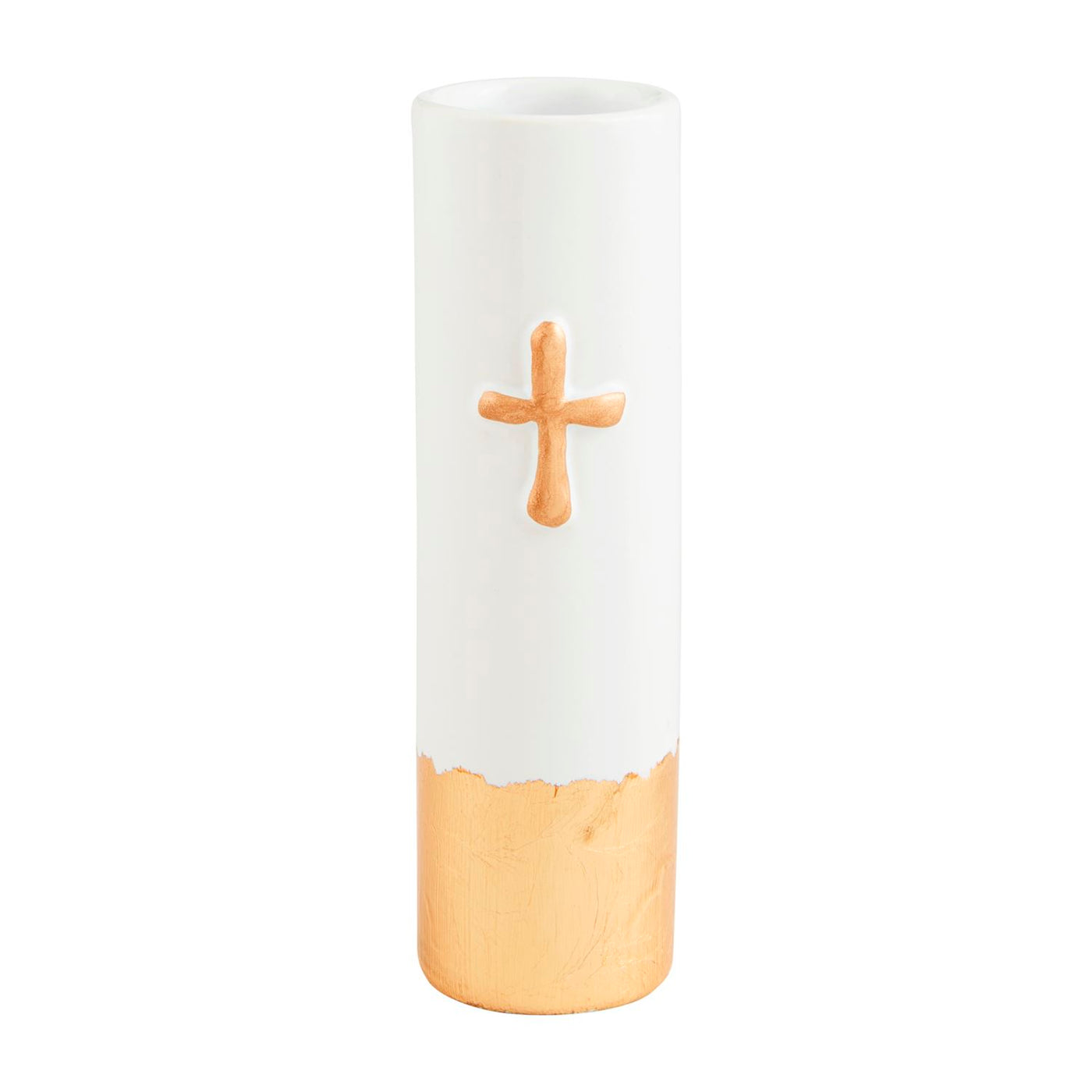 Cross Gold Painted Bud Vase