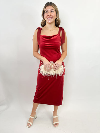 Loretta Red Velvet Midi Dress