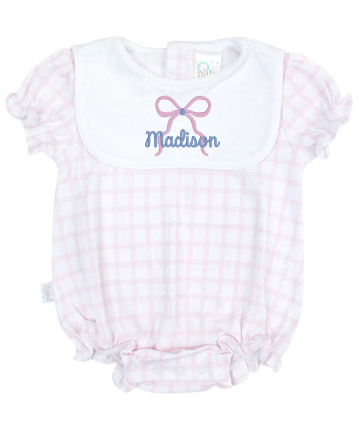 Pink Gingham Pima Bib Bubble