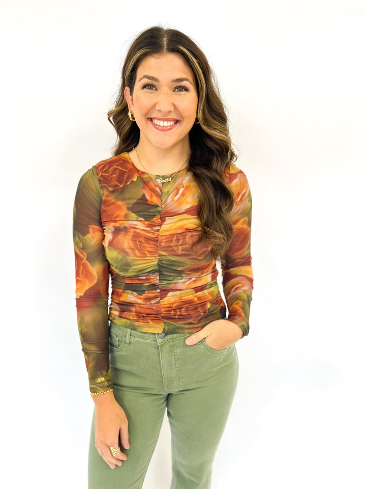 Rose Petal Multi Mesh Top