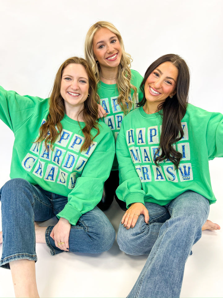 Green Happy Mardi Gras Street Tile Sweatshirt
