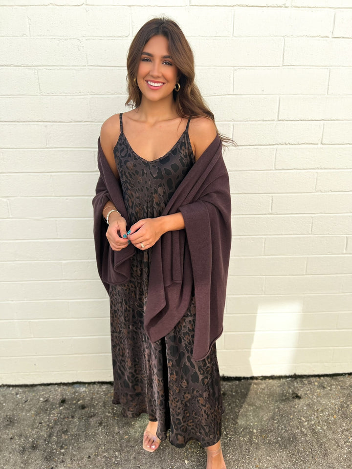 Brown Leopard Italian Satin Dress