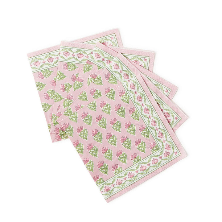 Floral Block Print Cocktail Napkins