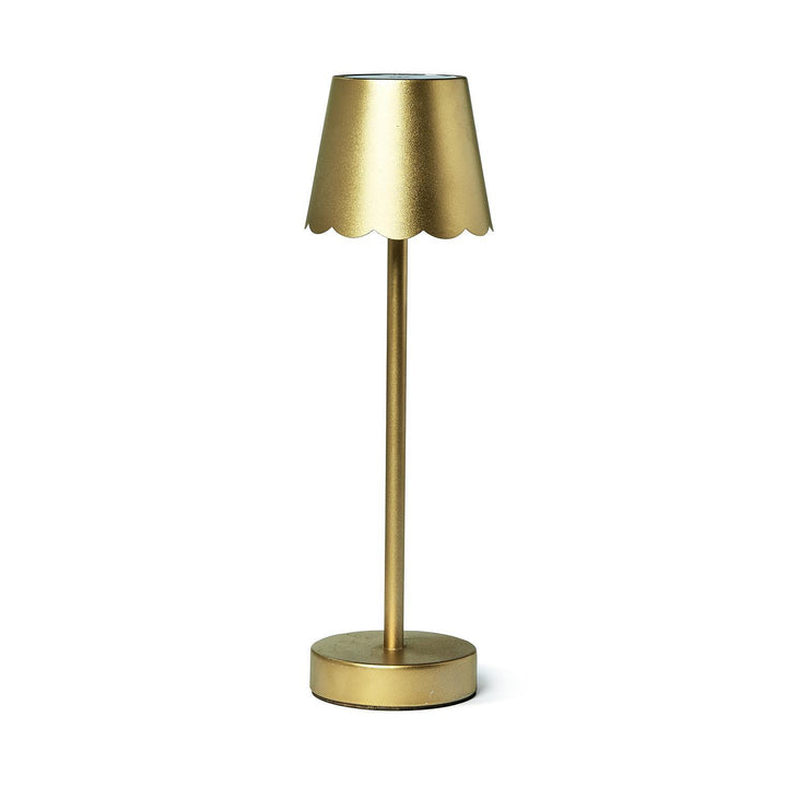 LED Cordless Table Lamp Gold Scalloped Edge Shade