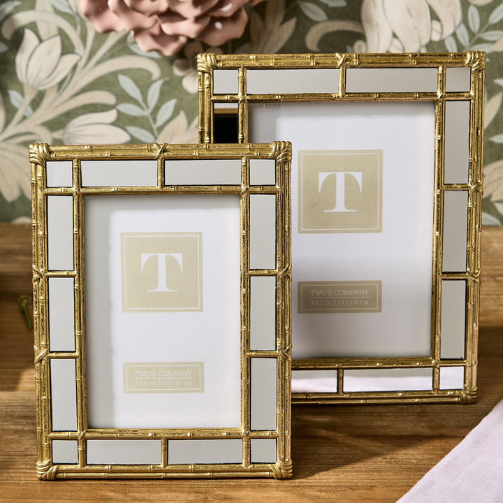 Bamboo Golden Mirrored Frame