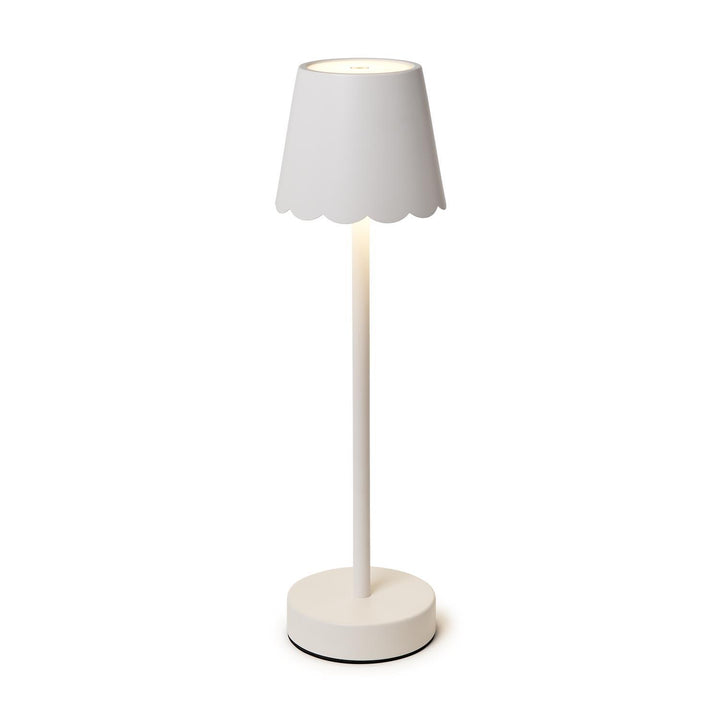 White Scalloped LED Cordless Lamp