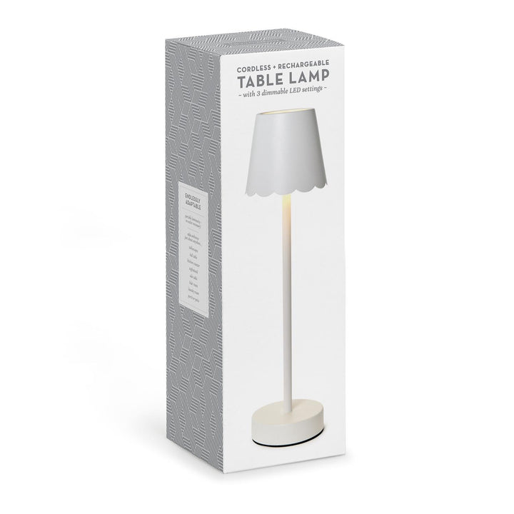 White Scalloped LED Cordless Lamp