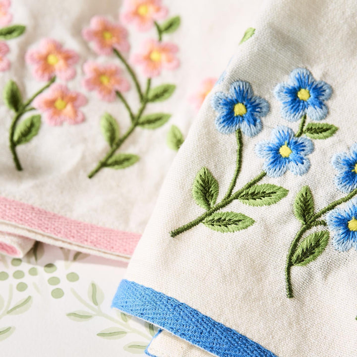 Forget Me Not Embroidered Dish Towel