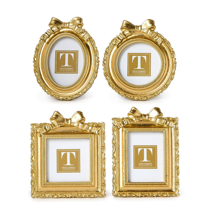 Vintage Gold Mini Bow Accent Photo Frame
