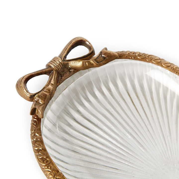 Antique Gold Finish Bow Accent Tray