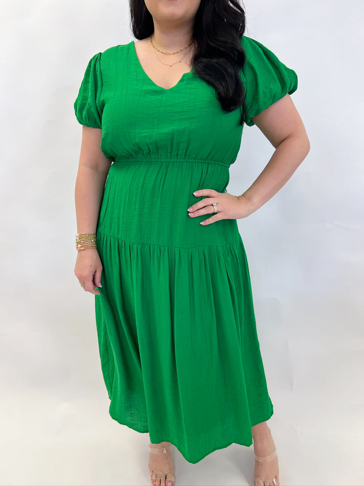Kelly Green Socialize Cut Midi Dress