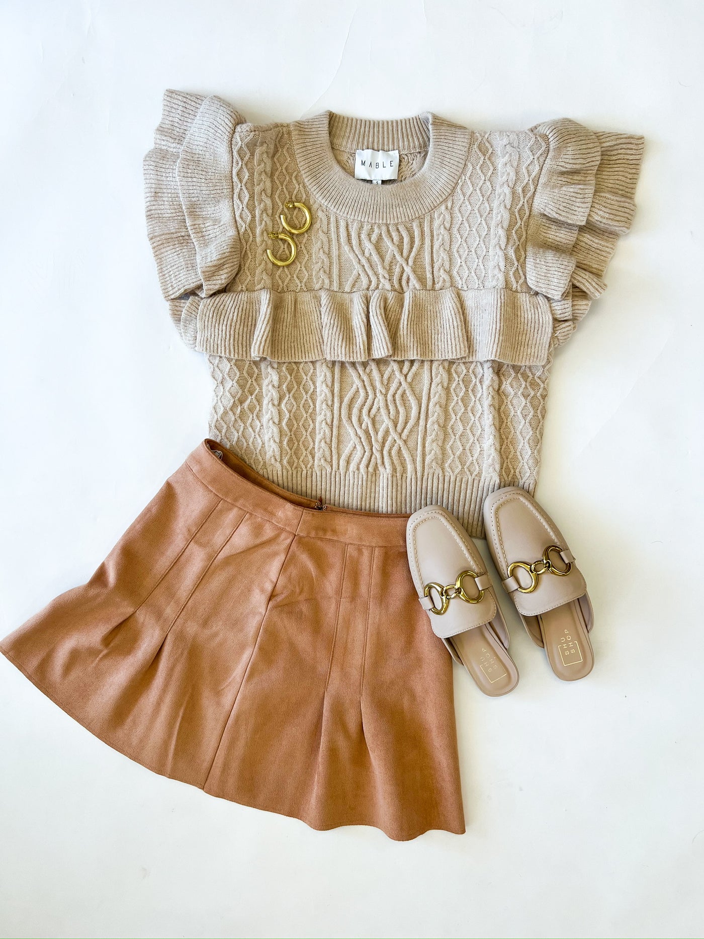 Taupe Ruffled Sweater