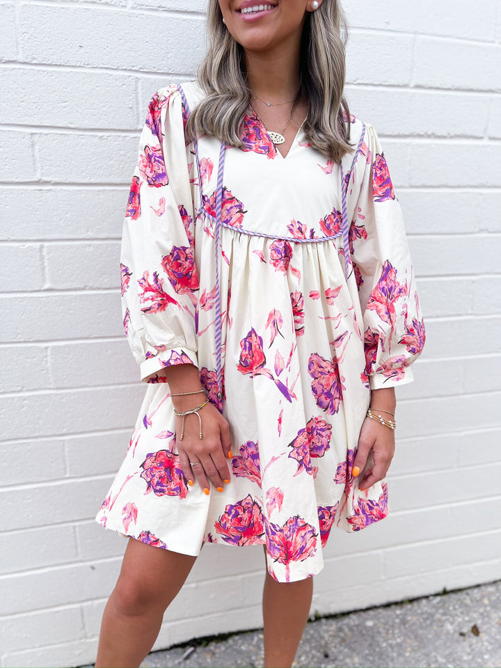 Cream Floral Flow Dress