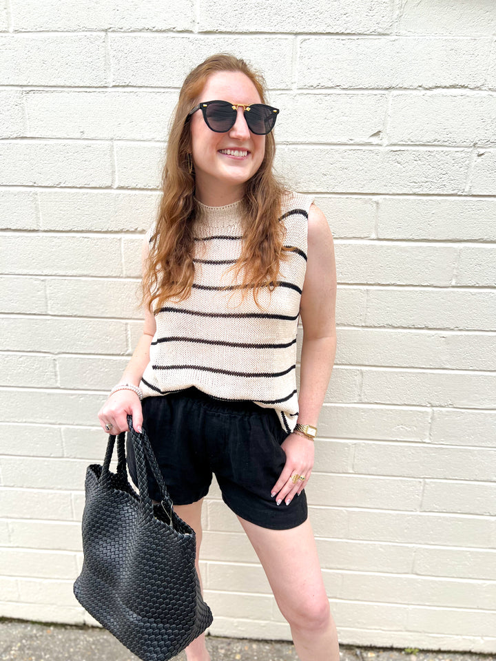 Black Linen Pocket Shorts