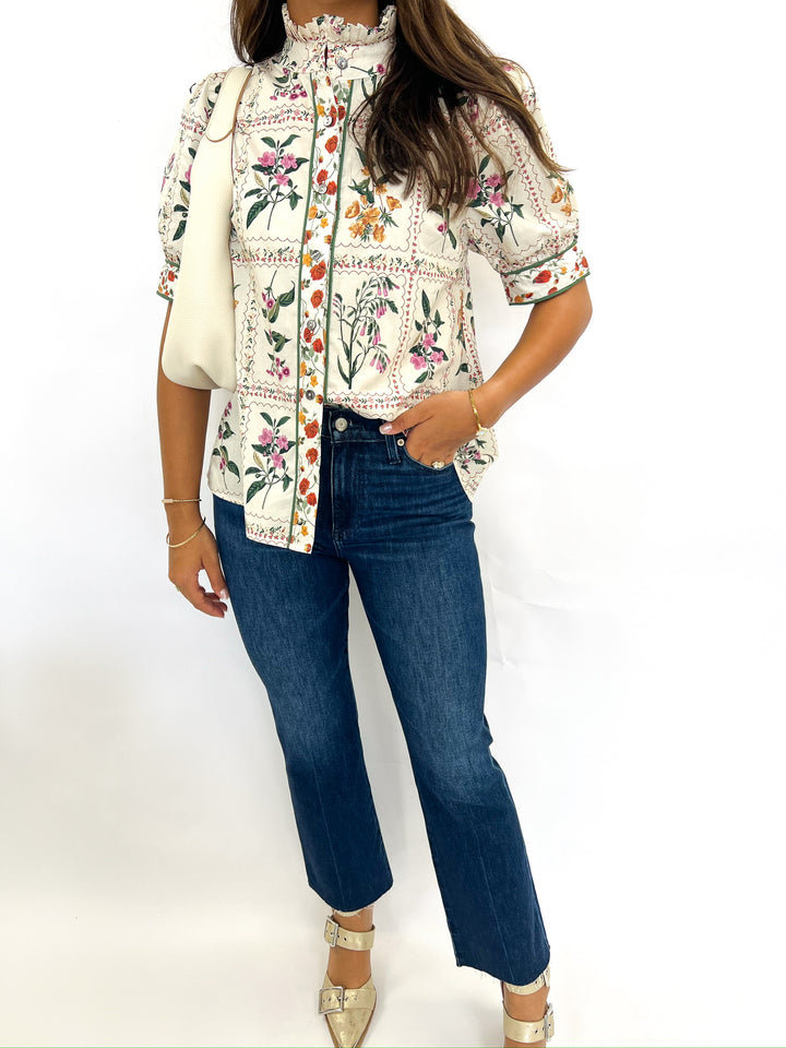 Ecru Flower Stamp Top