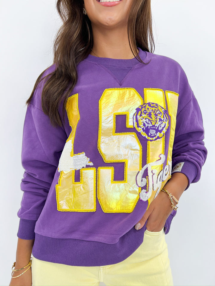 LSU Metallic Words Sweatshirt