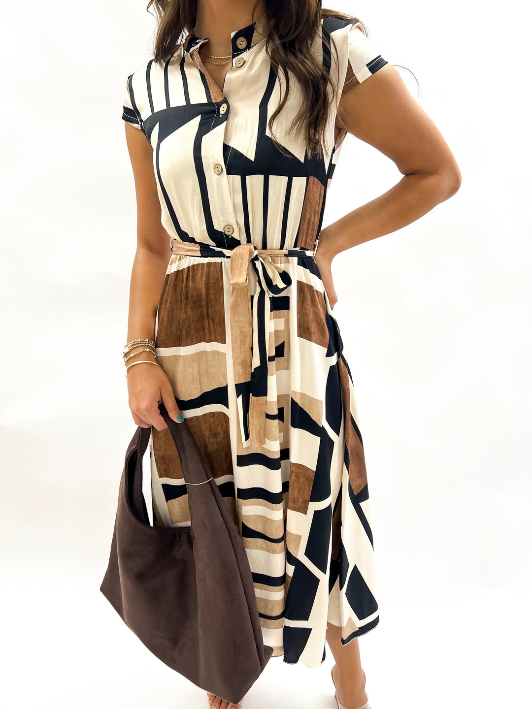 Cream Multi Geometric Dress