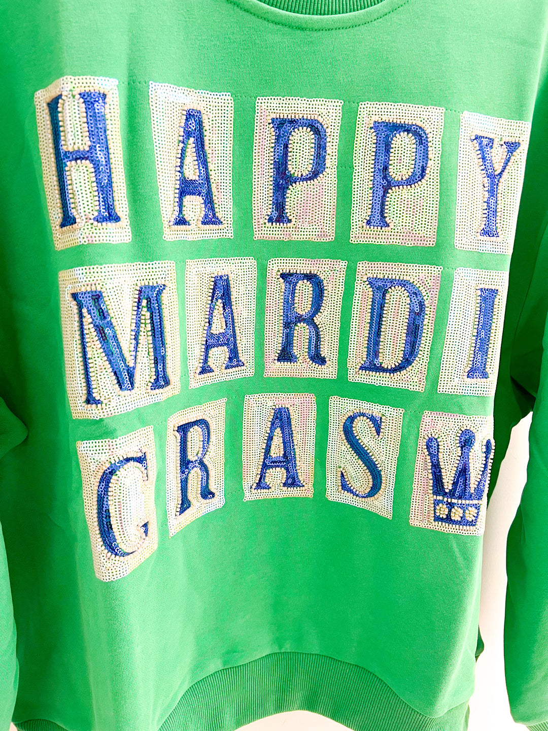 Green Happy Mardi Gras Street Tile Sweatshirt
