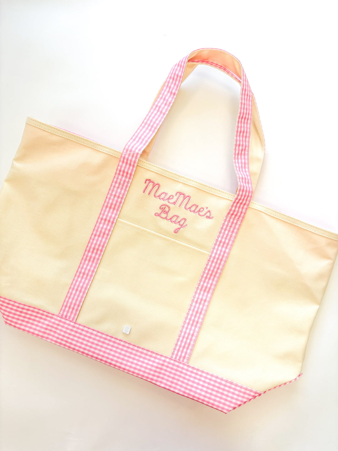 Pink Gingham Coated Canvas Tote