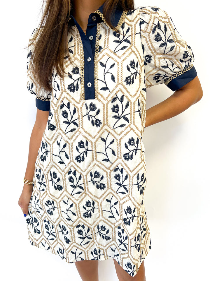 Cream Navy Away Dress