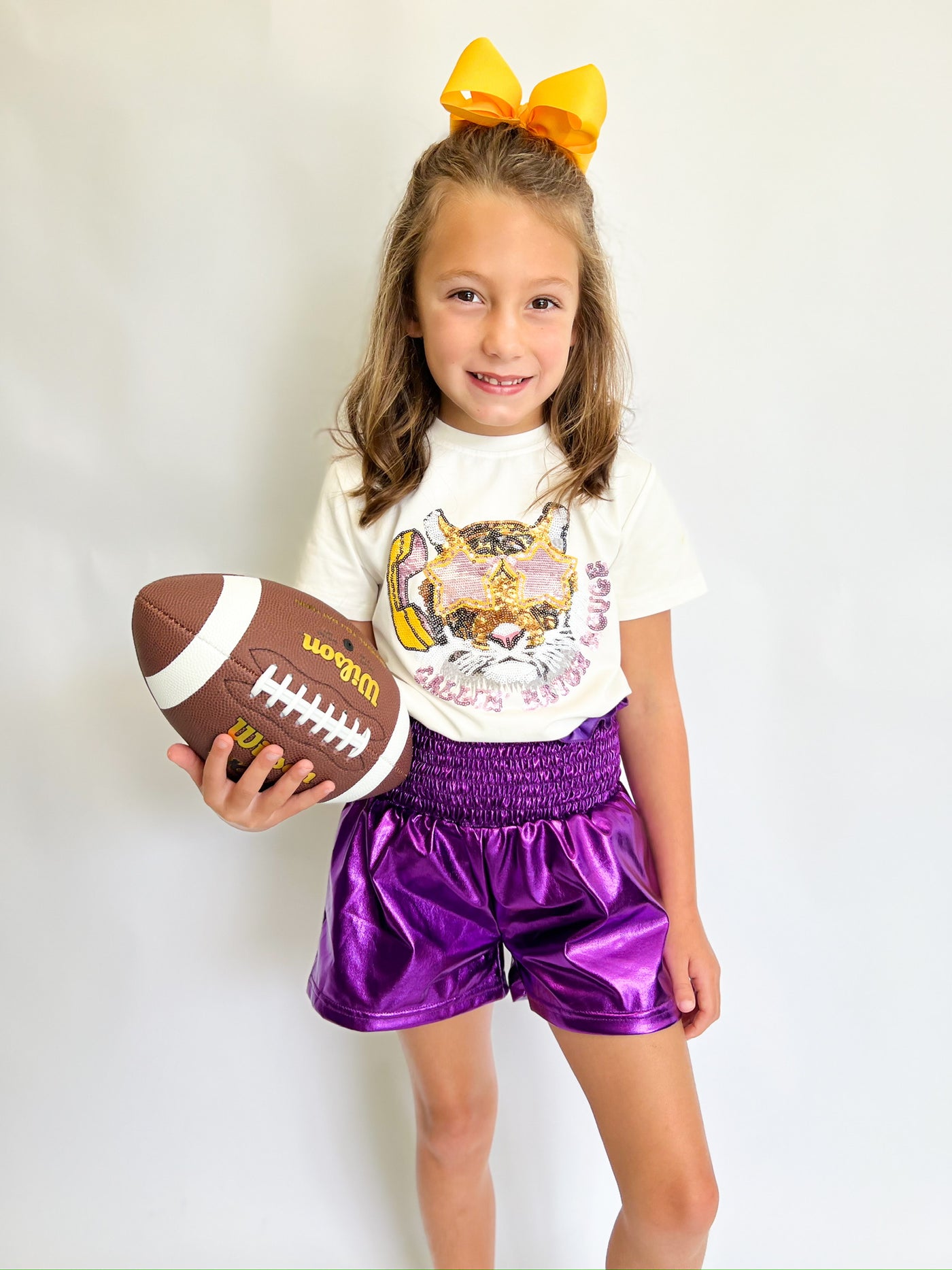 Purple Metallic Girls Swing Shorts