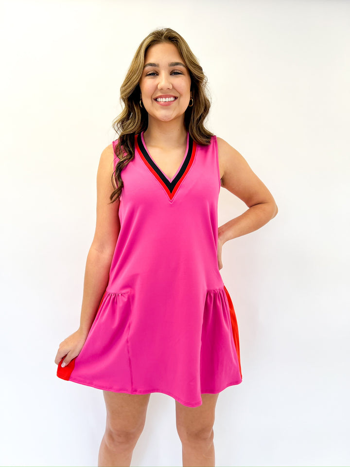 Berry Colorblock Daisy Dress