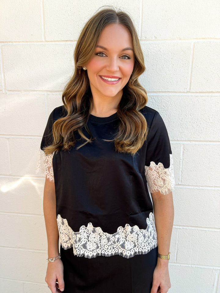 One of a Kind Lace Black Top