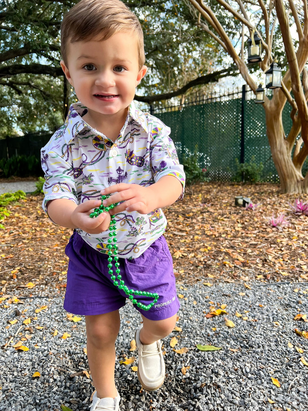 Mardi Gras Toile Little Teddy Polo