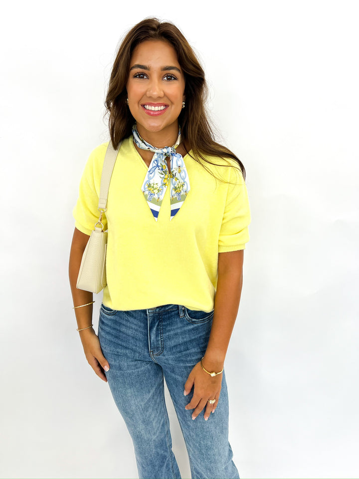 Yellow Knit VNeck Sweater