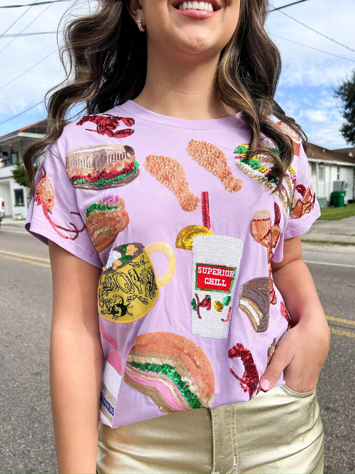 Lavender Mardi Gras Food Tee