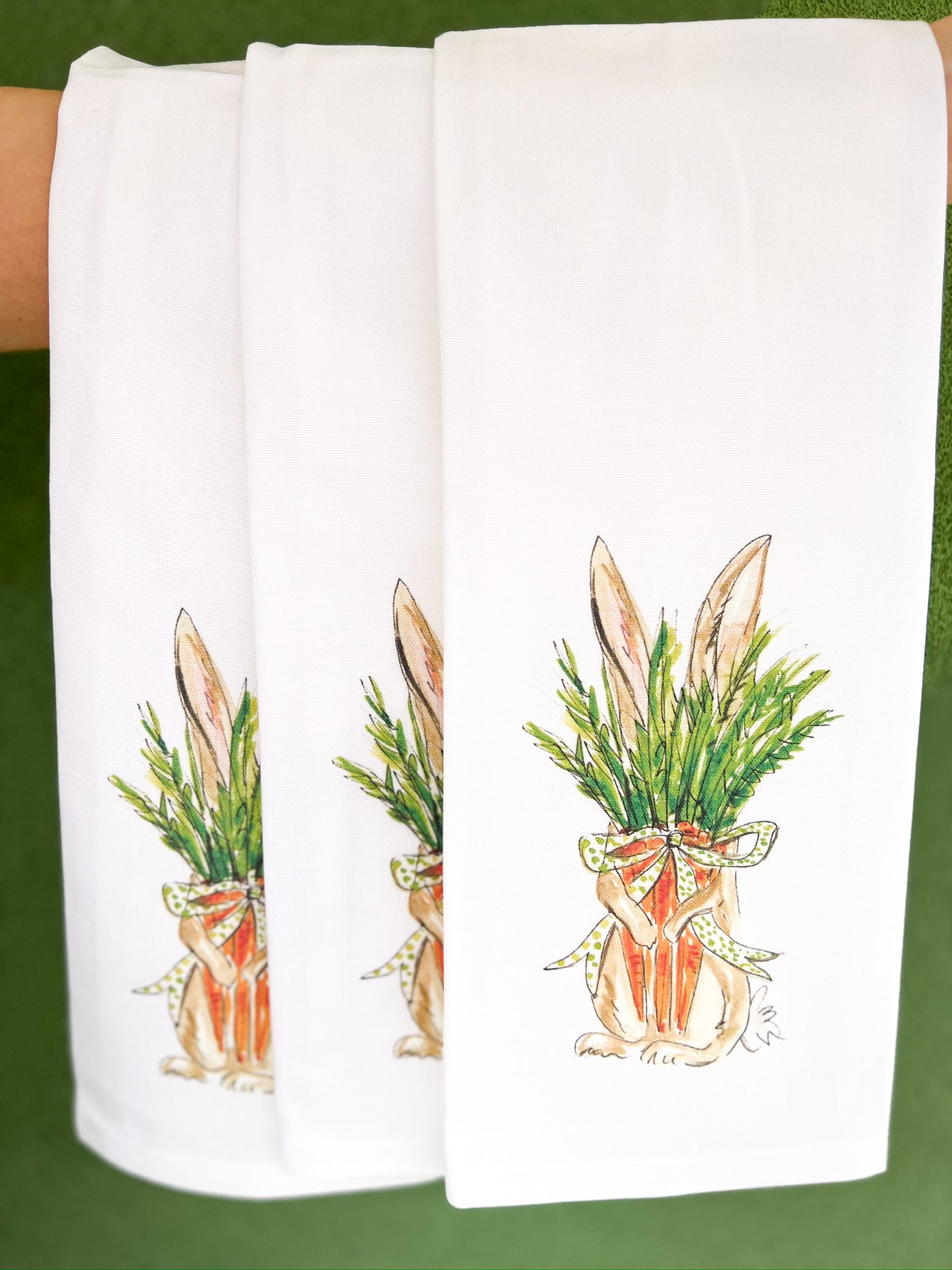 Bunny Holding Carrots Kitchen Towel