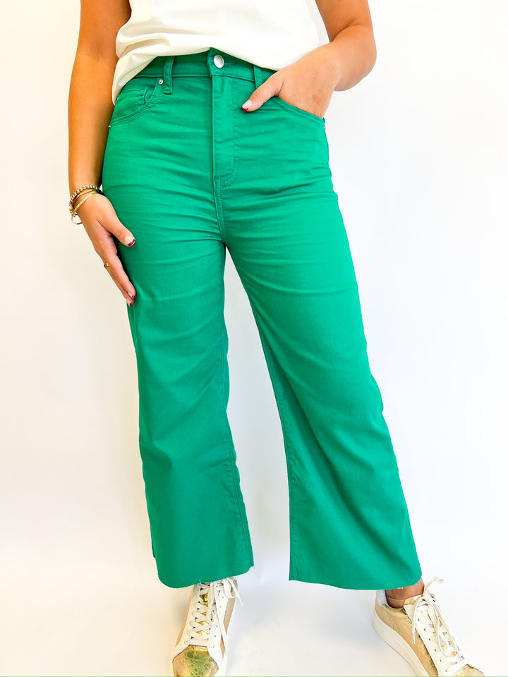 Kelly Green Cropped Denim