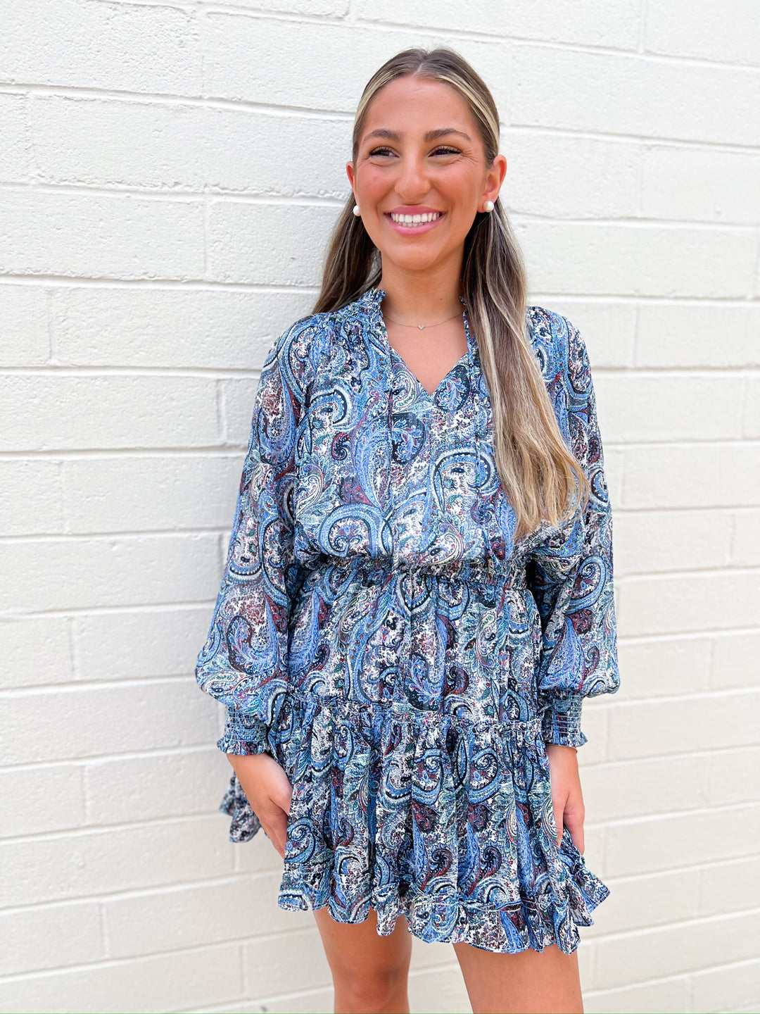 Blue Paisley Layered Dress