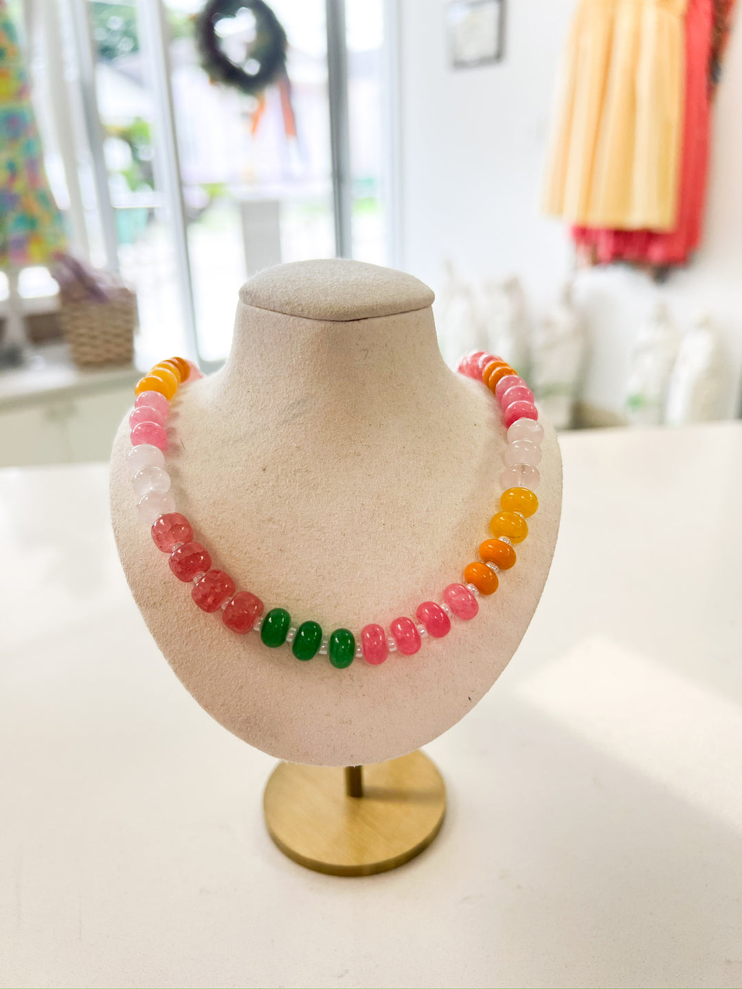 Rainbow Beaded Love Necklace