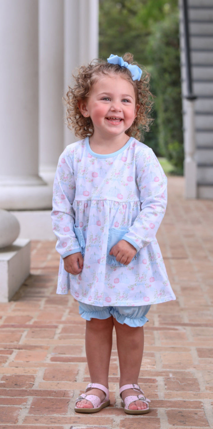 Pumpkin Floral Girls Bloomer Set