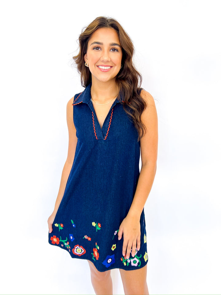 Indigo Sleeveless Collared Mini Dress