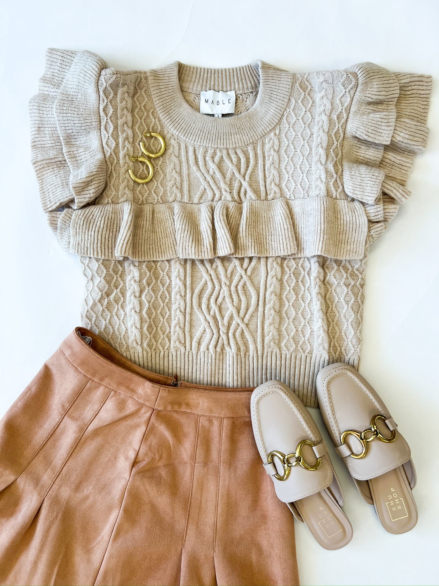 Taupe Ruffled Sweater