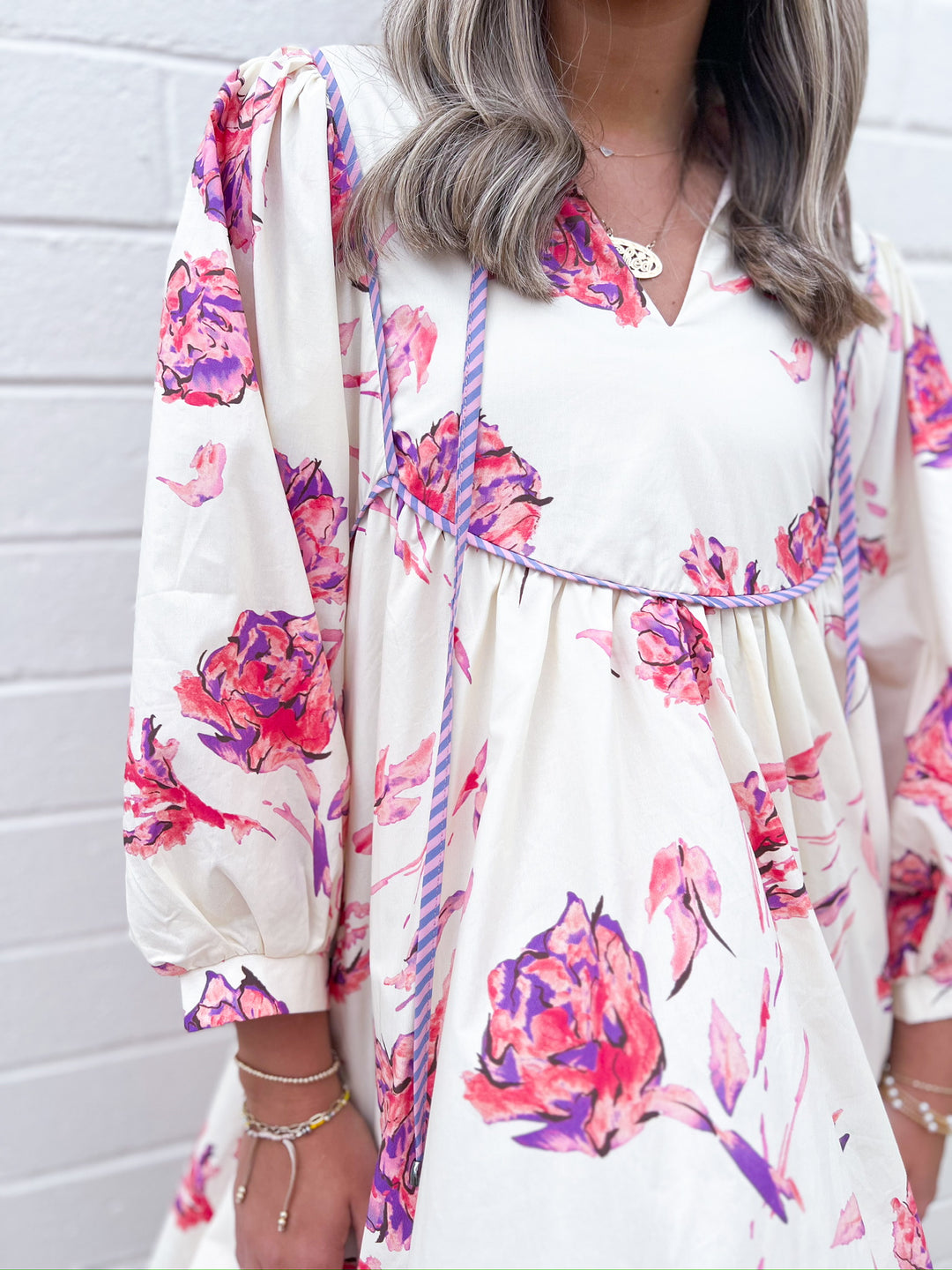 Cream Floral Flow Dress