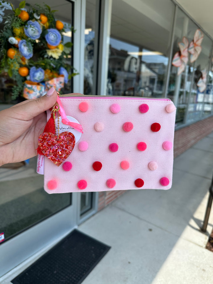 Red and Pink PomPom Pouch