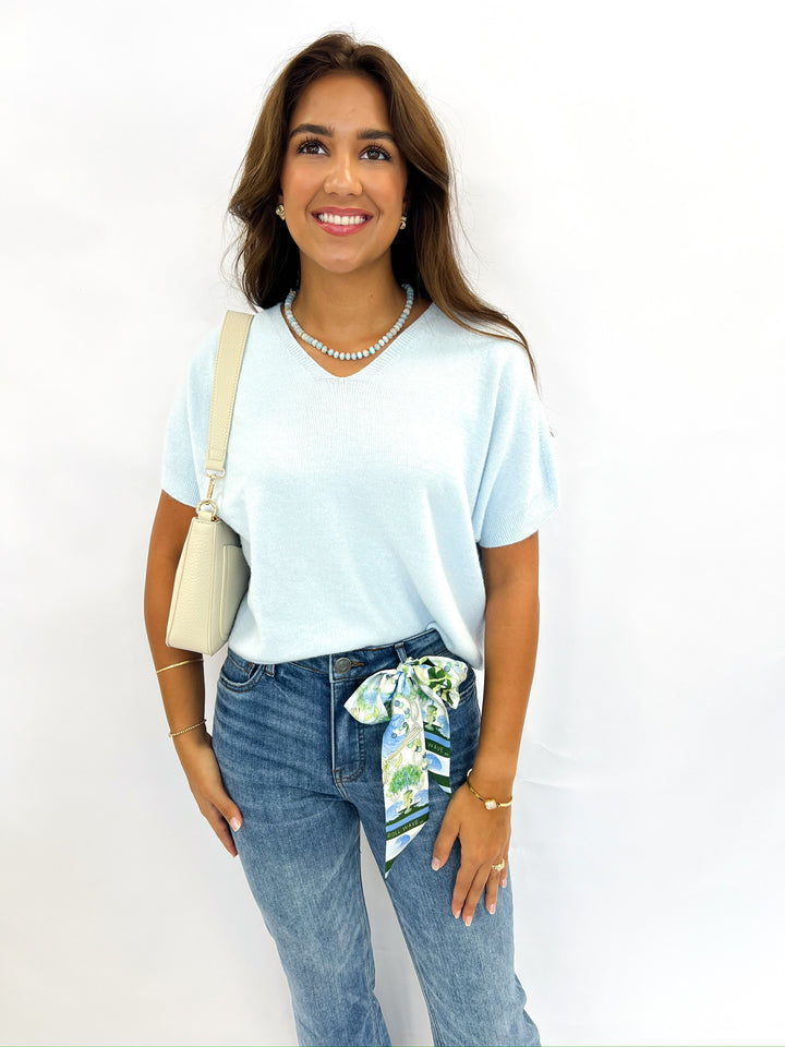 Sky Blue Italian VNeck Sweater